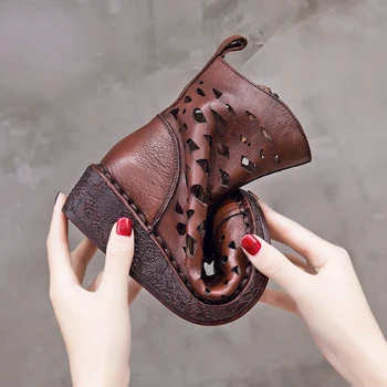 GKTINOO ljetne ženske čizme ručno od prirodne kože выдалбливают sandale Ženske cipele na танкетке soft dno Ženske čizme