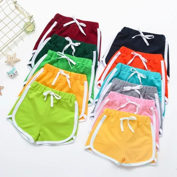Ljetni slatka kratke hlače za djevojčice moda protežu karamela boju dječje sportske kratke hlače s prosječnom struka svakodnevni plaža kratka odjeća za bebe od 2 do 6 godina