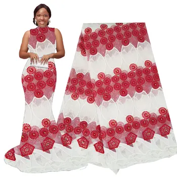 Afrički čipka Fabri tila vezene tkanine cvjetne čipke tkanina Afrička cvjetne čipke tkanina za kvalitetan Гипюровое čipka 5 metara za zurke vjenčanja