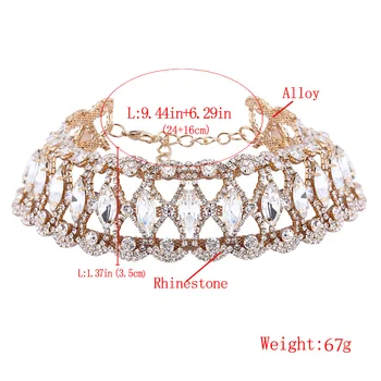 MYDANER luksuzni Crystal vještački dijamant ogrlice Ogrlice za žene zlatnu boju Maxi privjesak ogrlica moda izjava ovratnik ogrlica