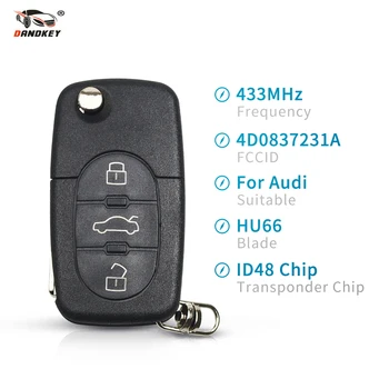 Dandkey 433MHz 3 tipke bez ključa Uncut Car Flip Remote Control Key Fob ID48 Chip 4D0837231A za Audi A3 A4 A6 A8 starih modela