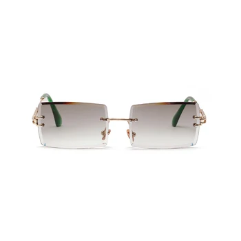 Iboode Small Rectangle sunčane naočale ženske trg sunčane naočale rimless za žene i muškarce ljetni stil ženski UV400 zeleno smeđe nijanse