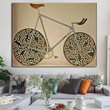 OUCAG Vintage Bicycle Platna Painting for Home Decorative Pictures Wall Art Cuadros plakat i ispis slikarstvo dnevni boravak kauč