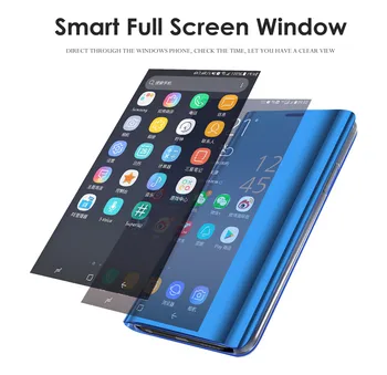 Za Samsung Galaxy A90 5G A80 A60 i A70 A50 A40 A30 A10, A20 Smart Plated Mirror Surface Clear View sjajni flip torbica puna kapa