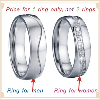 Bračne saveza cz vječnost par angažman prstenovi set za muškarce i žene srebrna boja nakit od nehrđajućeg čelika inox/izbljeđivanja