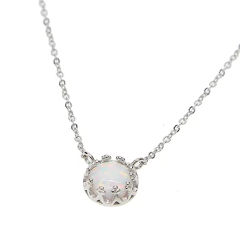 Novi je stigao Bijeli Vatreni opal ogrlica privjesci za žene srebra 925 elegantan prirodni kamen cijele modni nakit poklon