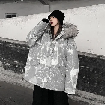 Krzno-ovratnik parka za žene jakna s kapuljačom korejski moda High Street Trends zimska odjeća prevelike cool ženske ватники