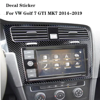 VW Golf 7 GTI MK7-2019 Car Carbon Fiber Sticker Console Center GPS Navigation Panel Cover Trim Frame Decal Sticker