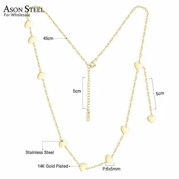 ASONSTEEL zlato ljubav Srce privjesak djevojka ogrlica od nehrđajućeg čelika 45 cm + 5 cm produživač lanca ogrlice ogrlice vjenčanje pribor