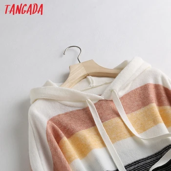 Tangada Women Spring Fashion elegantan prugasta kapa pletene kardigan džemper ženski негабаритный dugi pulover šik vrhovima 5M4