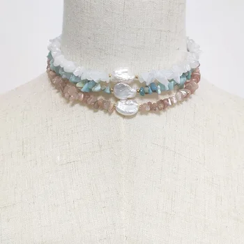 Prirodni kamen je kratko ogrlica fin moda nepravilnog dizajn ženski Šarm pribor boho slatkovodni biseri ogrlicu 2020