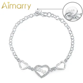 Aimarry srebra 925 ljubav Srce AAA Cirkon narukvica za žene stranci pokloni za vjenčanje vjenčanje nakit