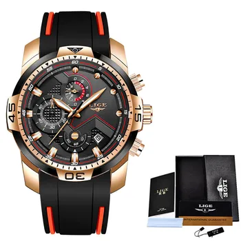 2020 LIGE Sport Watch Men Top Brand Luksuzni Chronograph silikon remen kvarc muški sat Vodootporan sat Relogio Masculino+kutija