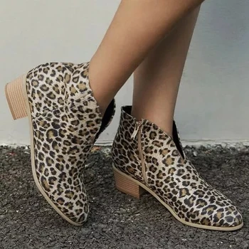 Ženske cipele 2020 moda леопардовый print seksi čizme s oštrim vrhom Slip on Duboki V High Heel Martin čizme Lady Party Cipele