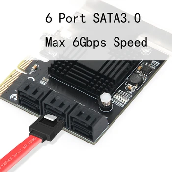 6 SATA portova 3 PCI Express Expansion Kartica PCI-E/PCIE SATA Controller SATA Multiplikator SATA3 6Gbps ASMedia ASM1166 Chip for HDD SSD