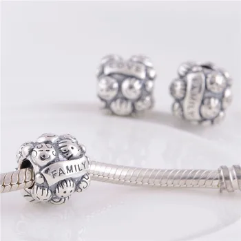 Pravi srebra 925 obitelj ljubav ovjes je prikladan Pandora narukvica srebrne perle za DIY izrade žena nakit kralen trgovina na Veliko
