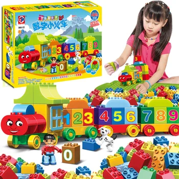 3WBOX 50шт veliki veličina broj vlak velike čestice gradivni blokovi vlak cigle obrazovne dječji gradski igračke za djecu