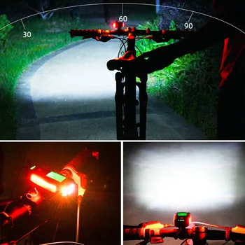 3 u 1 USB bicikl svjetiljku 5 LED bicikl računalo / Rog bike prednje svjetlo IPX4 vodootporan svjetla kilometara bicikl pribor