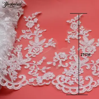 YACKALASI 5 metara/Lot bijela Vjenčanje cvjetne čipke tkanina svadbena čipka aplicirano zone cvijet vezene čipke zračne tvrd grid 26 cm