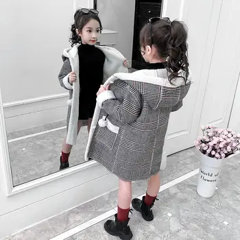 2020 jesen djevojke plus baršunasto kaput, velika dječja jesensko-zimsko vune kaput korejski stil однобортное