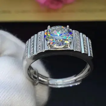 Prsten srebro 925 sterling srebra pravi муассанит prsten 2ct 8.00 mm D VVS luksuzni муассанит Weding 925 srebro prsten za muškarce
