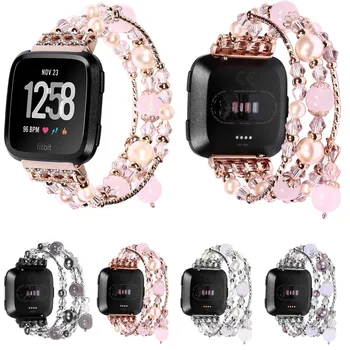 Ženski pink Ahat remen za Fitbit Versa Band Gem Stretch narukvica zonu za Fitbit Versa Smart Watch remen za ručni zglob 5.5