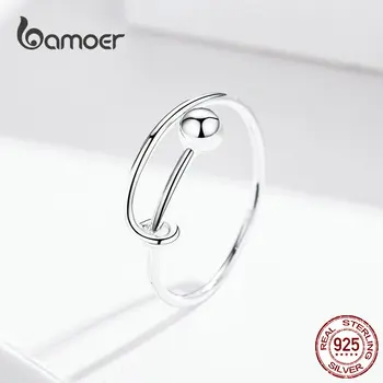BAMOER podesivi prsten za žene od 925 sterling silver prsten cijele lopta minimalistički prst prsten za veličine 6 7 8 nakita SCR520
