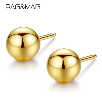PAG&MAG pravi 18-karatno zlato čvrsta zrna loptu naušnice-roze za žene minimalizam naušnice od žutog zlata izjava nakit Pendientes