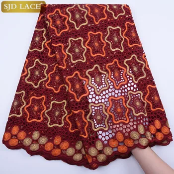 SJD LACE Nigerian African Cotton Lace Fabric Highquality Holes Swiss Voile Lace In Switzerland For Wedding SewingA1801