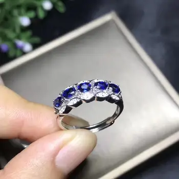 Prirodno prsten od safira, 925 srebra, linija prsten, da je zadnje prsten način, nakit dame dragog kamena