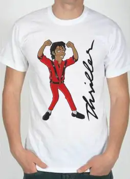 T-shirt Michael Jackson Thriller, majica bijela s uzorkom crtića