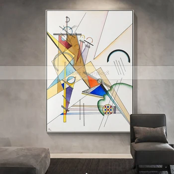 Poznati Apstraktna Ručno Oslikana Uljem Kandinsky Geometrijske Uzorke Platna Za Slikanje Zidni Umjetničke Slike Za Dnevni Boravak Poster