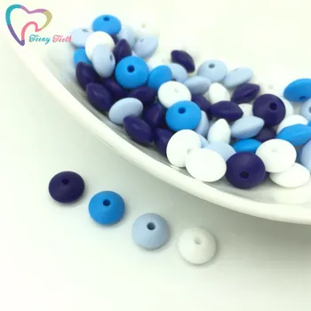 50 kom dječaci plave silikonske abakus чечевичные perle 12 mm BPA free dječji perle za nicanja zuba za žvakanje ovjes dummy lanac pribor