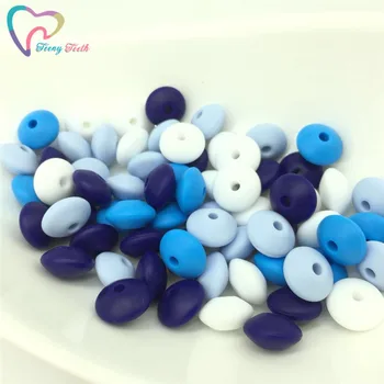 50 kom dječaci plave silikonske abakus чечевичные perle 12 mm BPA free dječji perle za nicanja zuba za žvakanje ovjes dummy lanac pribor