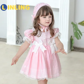 LINLING Sweet Girl Summer Lolita Dress Toddler Princess Dress for Kids Baby Girls španjolski rođendan Božić butik P375