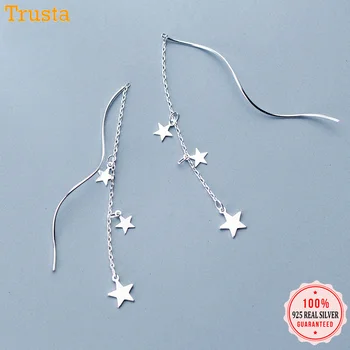 Trusta 1 par 925 čvrstog sterling srebro nakit Naušnice vezane zvijezde pad moda korejski naušnice djevojke prijatelji dar DS1341