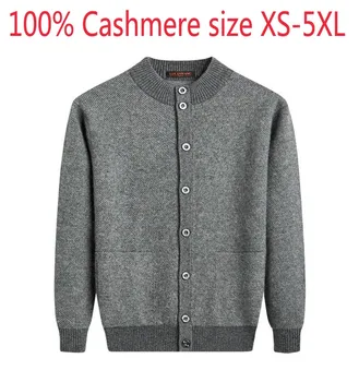 Novi dvostruki sloj ca kašmir džemper muške zimske pola visoki ovratnik kardigan kaput casual računalo pletene plus size 5XL