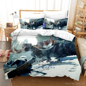 Monster Hunter 3D Game Printed Bedding Set Comforter Cover /Duvet Cover Set soft udoban posteljina Twin Full Qeen King Size krevetom