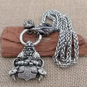 60 cm osoba ogrlica od nehrđajućeg čelika zmija glava lanac ogrlica Viking Tor Tor Čekić privjesak ogrlica Viking nakit