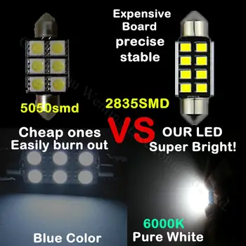 WLJH 10x LED 36 mm, bijela CANbus C5W lampe 2835SMD unutarnje osvjetljenje registarske pločice svjetlo za BMW E39 E36 E46 i E90 E60 E30 E53 E70