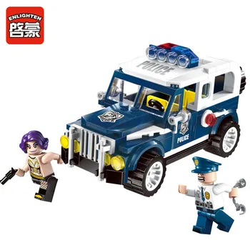 Enlighten Building Block City Police Car Lovi Escapee Jeep 2 figurice 148шт MOC Educational Brick-bez originalne kutije