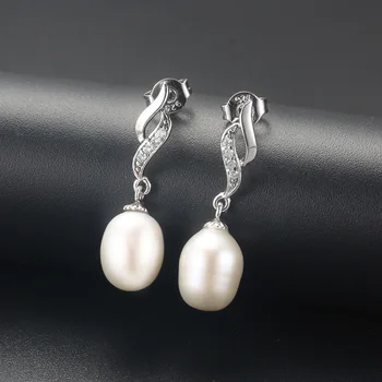 AAAA kvalitetan prirodni biseri duge naušnice pada 2018 hot prodaja 925 sterling srebra nakit za žene 5 boja Cijena prodaje