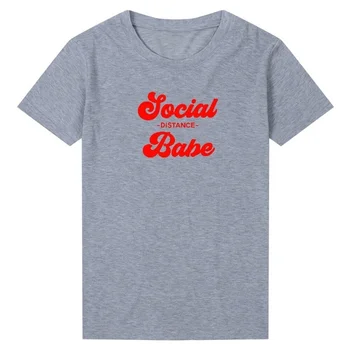 Kuakuayu HJN Social Distance Babe Cotton Tshirt Women Causal Summer Tumblr T Shirt Introvert Self Carantine Shirts Slatka Tops
