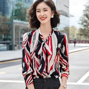 Luk Tiskanih Košulja Žene Klasicni Proljeće Nova Moda Dugi Rukav Šifon Bluze Ured Dame Formalne Radne Vrhovima