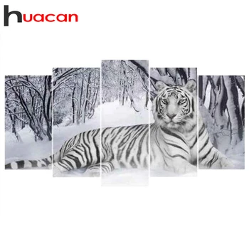 Huacan 5D DIY Multi-picture Diamond Painting Tiger Full Square Diamond Mosaic Animal Cross Stitch vez kristali poklon