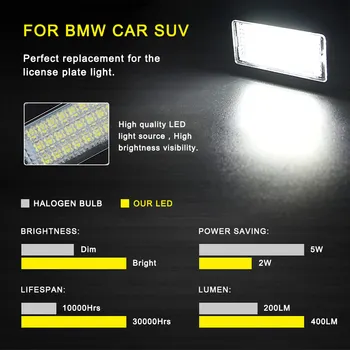 AUXITO 2x Led License Plate Svjetlo Canbus No Error Free lampe za BMW E60 E90 E39 E91 E92 E70 E71 E82 E88 E61 M3 M5 X6 X5 svjetla
