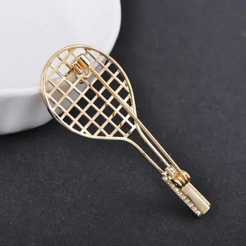 Блуком Fin Mini Badminton Reket Broš Bakar Cirkon Nakit Za Žene Muška Odjeća Džemper, Kaput Moda Pin Pribor