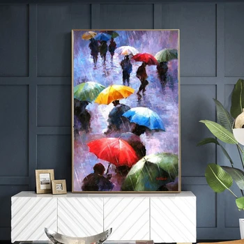 Sažetak zidni umjetničke plakati grafike maslačna slikarstvo na platnu šetnje po kiši platna za Slikanje slika za dnevni boravak Kuće Cuadros