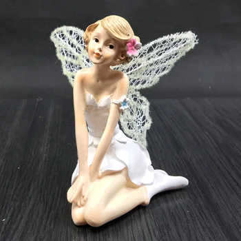 Bijeli Anđeo leteći cvijet vilinski vrt minijaturne figure nakit za djecu spavaća soba pokloni za rođendan DIY pribor za doma dekor