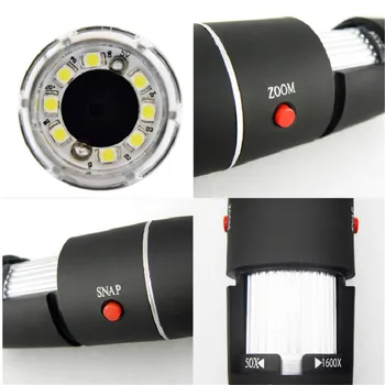 Podesivi 1600X 1080P, USB Digitalni mikroskop elektronski stereo USB kamera endoskop 8 LED povećalo Microscopio sa postoljem